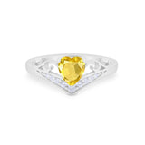 Heart Filigree Thumb Ring Round Simulated Cubic Zirconia 925 Sterling Silver