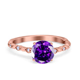 Solitaire Accent Wedding Ring Round Simulated Cubic Zirconia 925 Sterling Silver