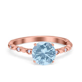 Solitaire Accent Wedding Ring Round Simulated Cubic Zirconia 925 Sterling Silver