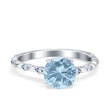 Solitaire Accent Wedding Ring Round Simulated Cubic Zirconia 925 Sterling Silver