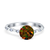 Solitaire Accent Wedding Ring Round Simulated Cubic Zirconia 925 Sterling Silver