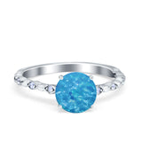 Solitaire Accent Wedding Ring Round Simulated Cubic Zirconia 925 Sterling Silver