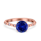 Solitaire Accent Wedding Ring Round Simulated Cubic Zirconia 925 Sterling Silver