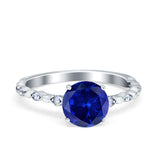 Solitaire Accent Wedding Ring Round Simulated Cubic Zirconia 925 Sterling Silver