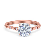 Solitaire Accent Wedding Ring Round Simulated Cubic Zirconia 925 Sterling Silver