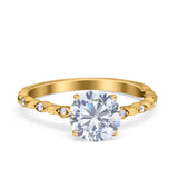 Solitaire Accent Wedding Ring Round Simulated Cubic Zirconia 925 Sterling Silver