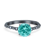 Solitaire Accent Wedding Ring Round Simulated Cubic Zirconia 925 Sterling Silver