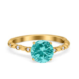 Solitaire Accent Wedding Ring Round Simulated Cubic Zirconia 925 Sterling Silver