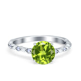 Solitaire Accent Wedding Ring Round Simulated Cubic Zirconia 925 Sterling Silver