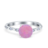 Solitaire Accent Wedding Ring Round Simulated Cubic Zirconia 925 Sterling Silver