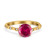 Solitaire Accent Wedding Ring Round Simulated Cubic Zirconia 925 Sterling Silver