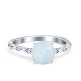 Solitaire Accent Wedding Ring Round Simulated Cubic Zirconia 925 Sterling Silver