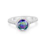 Accent Dazzling Wedding Ring Round Simulated Cubic Zirconia 925 Sterling Silver