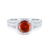 Halo Engagement Ring Accent Dazzling Simulated Cubic Zirconia 925 Sterling Silver
