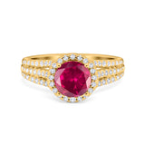 Halo Engagement Ring Accent Dazzling Simulated Cubic Zirconia 925 Sterling Silver