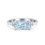 Sideways Fashion Ring Dainty Simulated Cubic Zirconia 925 Sterling Silver