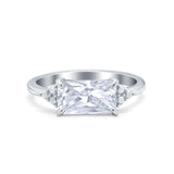 Sideways Fashion Ring Dainty Simulated Cubic Zirconia 925 Sterling Silver