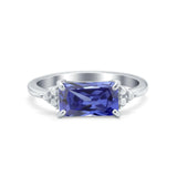 Sideways Fashion Ring Dainty Simulated Cubic Zirconia 925 Sterling Silver