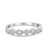 Art Deco Stacking Half Eternity Wedding Ring Simulated Round CZ 925 Sterling Silver