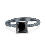 Solitaire Accent Twisted Fashion Ring Princess Cut Simulated Cubic Zirconia 925 Sterling Silver
