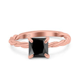 Solitaire Accent Twisted Fashion Ring Princess Cut Simulated Cubic Zirconia 925 Sterling Silver