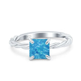 Solitaire Accent Twisted Fashion Ring Princess Cut Simulated Cubic Zirconia 925 Sterling Silver