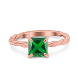 Solitaire Accent Twisted Fashion Ring Princess Cut Simulated Cubic Zirconia 925 Sterling Silver
