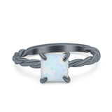 Solitaire Accent Twisted Fashion Ring Princess Cut Simulated Cubic Zirconia 925 Sterling Silver