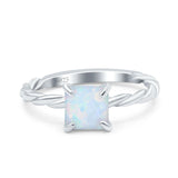 Solitaire Accent Twisted Fashion Ring Princess Cut Simulated Cubic Zirconia 925 Sterling Silver