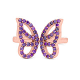 Butterfly Ring Wedding Band Simulated Cubic Zirconia 925 Sterling Silver (15mm)