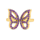 Butterfly Ring Wedding Band Simulated Cubic Zirconia 925 Sterling Silver (15mm)