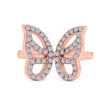 Butterfly Ring Wedding Band Simulated Cubic Zirconia 925 Sterling Silver (15mm)