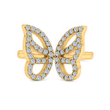 Butterfly Ring Wedding Band Simulated Cubic Zirconia 925 Sterling Silver (15mm)