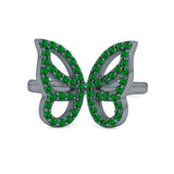 Butterfly Ring Wedding Band Simulated Cubic Zirconia 925 Sterling Silver (15mm)
