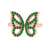 Butterfly Ring Wedding Band Simulated Cubic Zirconia 925 Sterling Silver (15mm)