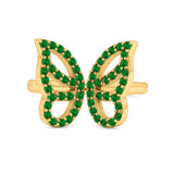 Butterfly Ring Wedding Band Simulated Cubic Zirconia 925 Sterling Silver (15mm)