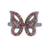 Butterfly Ring Wedding Band Simulated Cubic Zirconia 925 Sterling Silver (15mm)