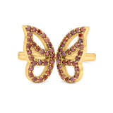 Butterfly Ring Wedding Band Simulated Cubic Zirconia 925 Sterling Silver (15mm)