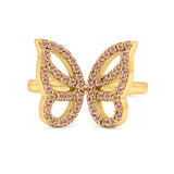 Butterfly Ring Wedding Band Simulated Cubic Zirconia 925 Sterling Silver (15mm)