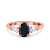 Art Deco Oval Wedding Bridal Ring Pear Simulated Cubic Zirconia 925 Sterling Silver