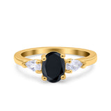 Art Deco Oval Wedding Bridal Ring Pear Simulated Cubic Zirconia 925 Sterling Silver