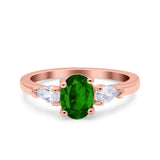 Art Deco Oval Wedding Bridal Ring Pear Simulated Cubic Zirconia 925 Sterling Silver