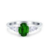 Art Deco Oval Wedding Bridal Ring Pear Simulated Cubic Zirconia 925 Sterling Silver