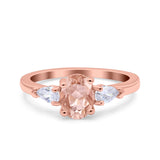 Art Deco Oval Wedding Bridal Ring Pear Simulated Cubic Zirconia 925 Sterling Silver