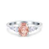 Art Deco Oval Wedding Bridal Ring Pear Simulated Cubic Zirconia 925 Sterling Silver