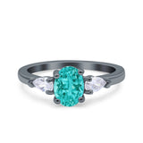 Art Deco Oval Wedding Bridal Ring Pear Simulated Cubic Zirconia 925 Sterling Silver