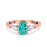 Art Deco Oval Wedding Bridal Ring Pear Simulated Cubic Zirconia 925 Sterling Silver