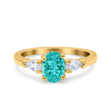 Art Deco Oval Wedding Bridal Ring Pear Simulated Cubic Zirconia 925 Sterling Silver