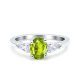 Art Deco Oval Wedding Bridal Ring Pear Simulated Cubic Zirconia 925 Sterling Silver