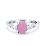 Art Deco Oval Wedding Bridal Ring Pear Simulated Cubic Zirconia 925 Sterling Silver